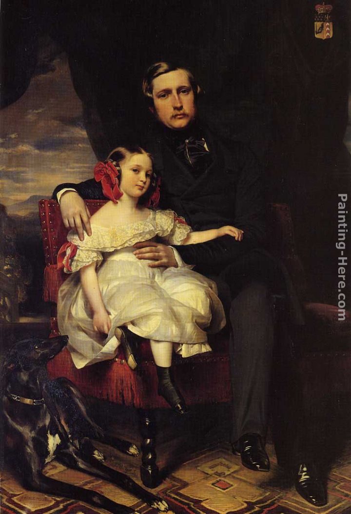 Napoleon Alexandre Louis Joseph Berthier, Prince de Wagram and his Daughter, Malcy Louise Caroline Frederique painting - Franz Xavier Winterhalter Napoleon Alexandre Louis Joseph Berthier, Prince de Wagram and his Daughter, Malcy Louise Caroline Frederique art painting